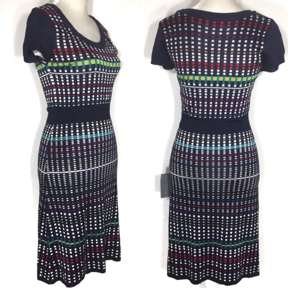 ☀️Laundry • striped fit flare stretch knit dress